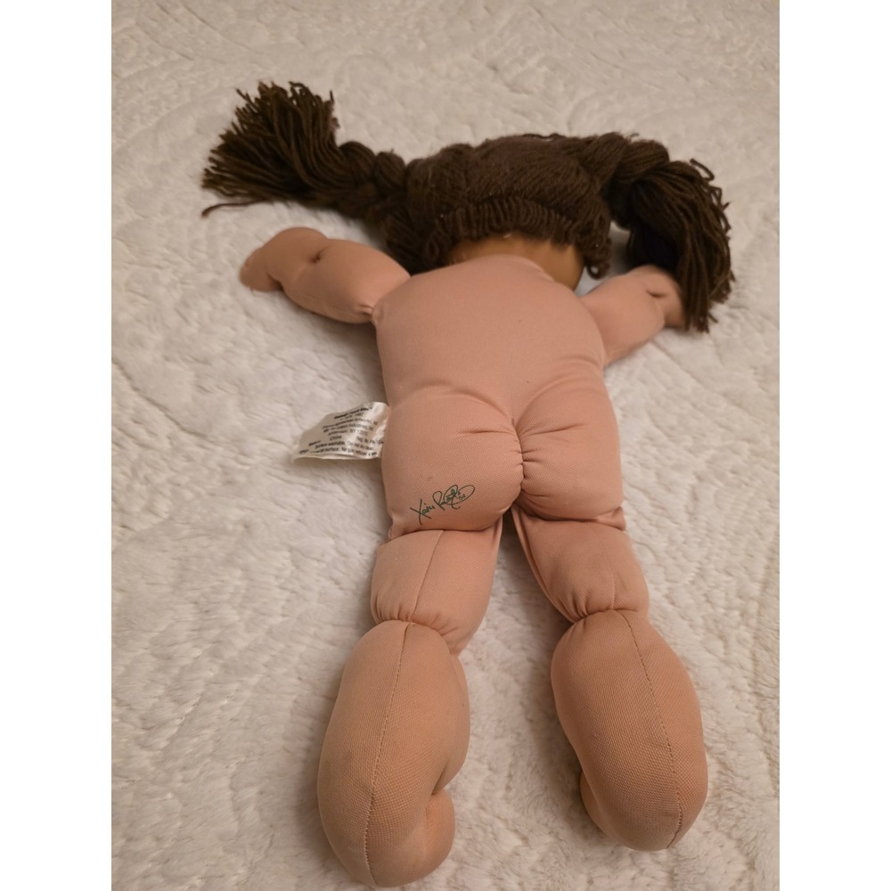 Vintage 1982 Cabbage Patch Kids Doll Brown Hair Yarn Pigtails Green Sleeper 80s - Picture 13 of 16
